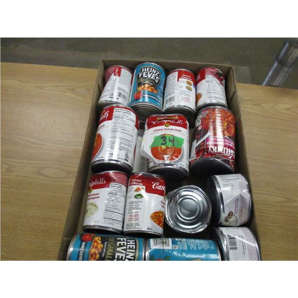 FREIGHT DAMAGE (AS IS):  FLAT C/W BEANS, SOUP, ETC (14 CANS)