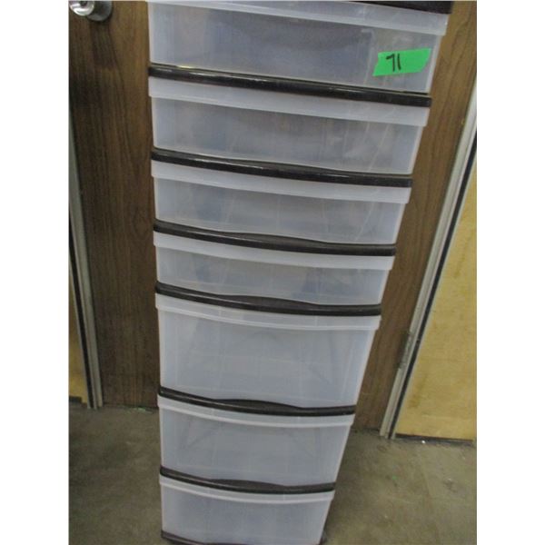 ESTATE:  7 DRAWER PLASTIC STORAGE UNIT (BLACK & CLEAR) (APPROX. 42" HIGH)