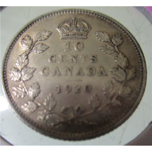 1920 EF CANADA KING GEORGE V SILVER DIME