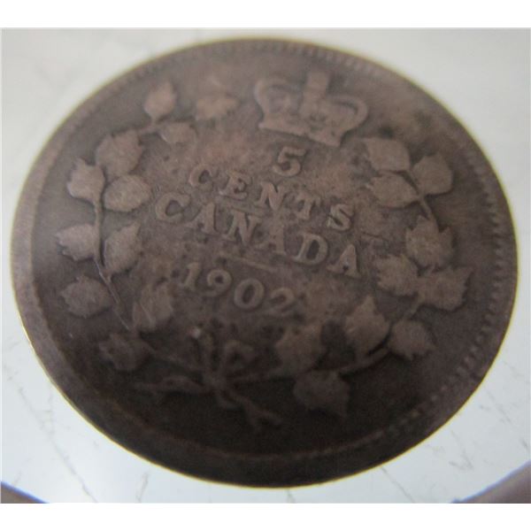 1902 CANADA KING EDWARD VII SILVER FIVE CENT