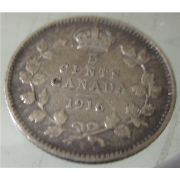 1916 KING GEORGE V SILVER FIVE CENT