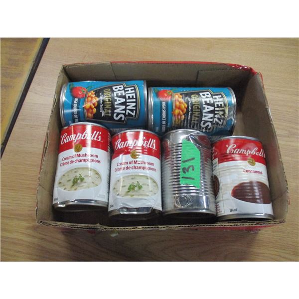 FREIGHT DAMAGE (AS IS):  FLAT C/W SOUP, BEANS, ETC (6 CANS)
