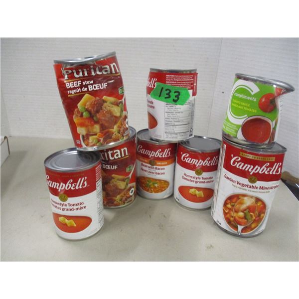 FREIGHT DAMAGE (AS IS):  FLAT C/W SOUP, STEW, ETC (8 CANS)