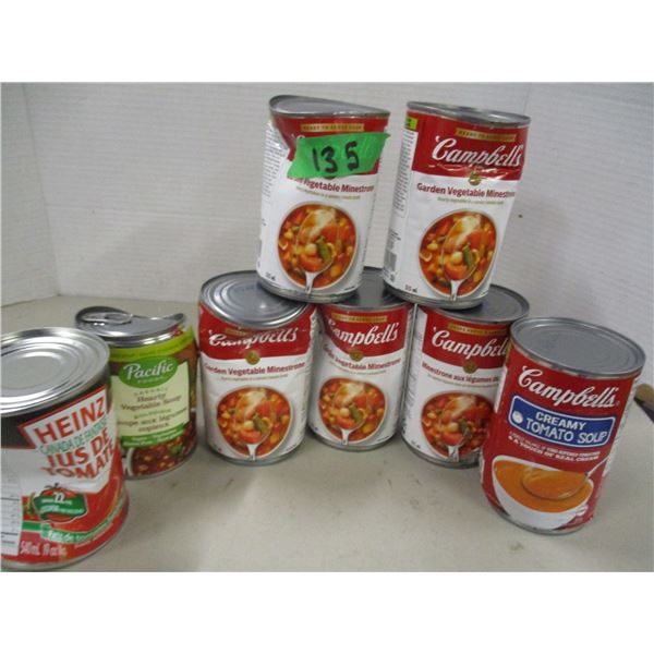FREIGHT DAMAGE (AS IS):  FLAT C/W SOUP, TOMATO JUICE, ETC (8 CANS)