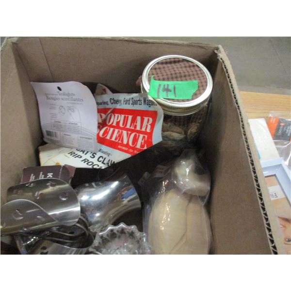 BOX C/W CANDLES, PICTURE FRAMES, MUSIC BOOK, ETC