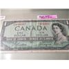 Image 4 : 1954 BANK OF CANADA POKER HAND SERIAL NUMBER $1 BILL
