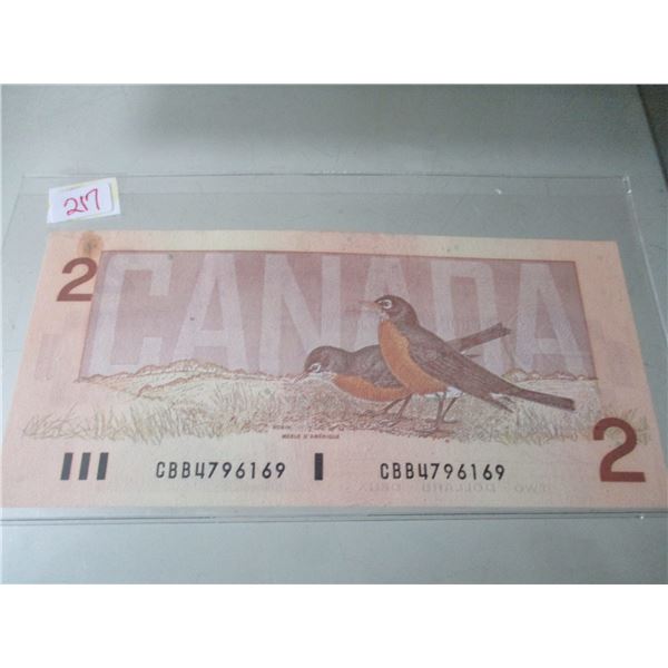 1986 LAST OF BIRD SERIES CANADA $2 BILLS