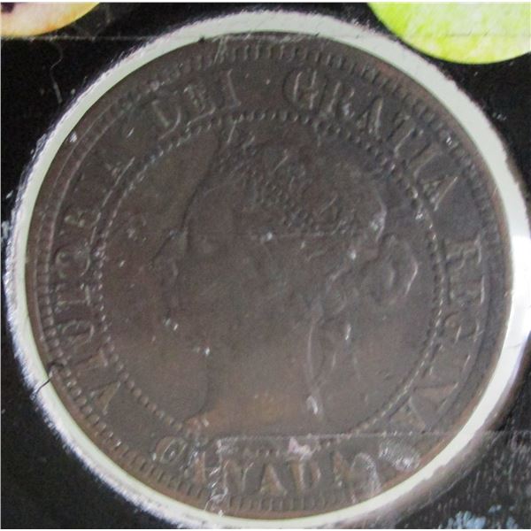 1891 VF/EF LARGE DATE & LARGE LEVES VICTORIAN CANADA LARGE PENNY