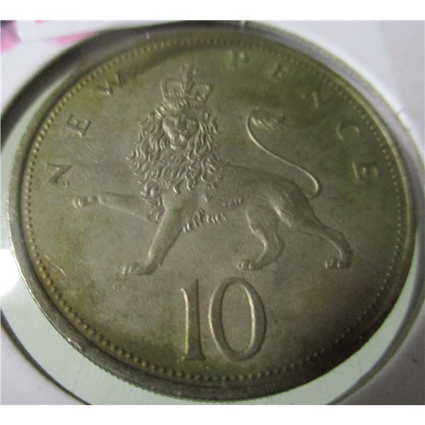 1969 UNITED KINGDOM 10 SILVER NEW PENCE