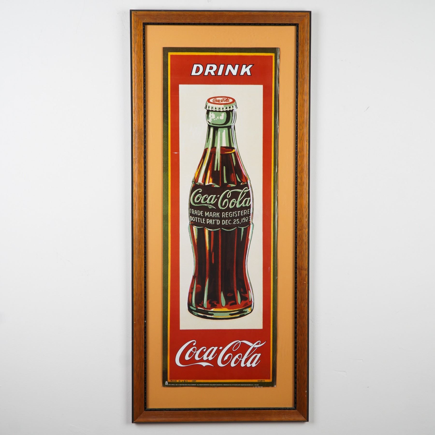 Affiche publicitaire vintage Coca‑Cola encadrée