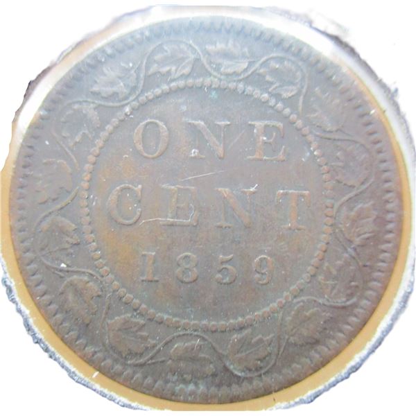 1859 (NARROW 9) CANADA VICTORIAN LARGE PENNY