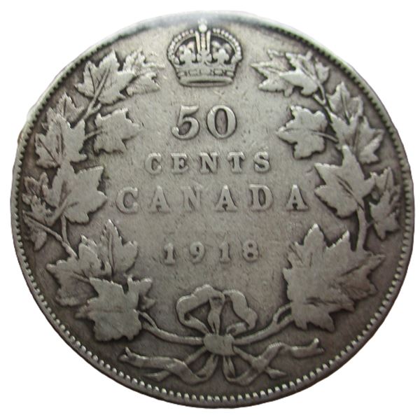 1918 KING GEORGE V CANADA SILVER HALF DOLLAR