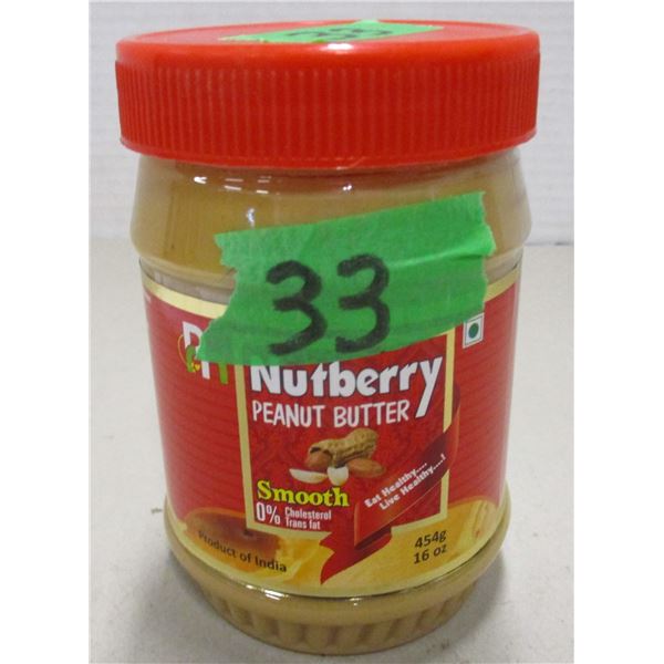 FREIGHT DAMAGE (AS IS):  NUTBERRY PEANUT BUTTER (NO ADDED SUGAR) (454G) - JAR