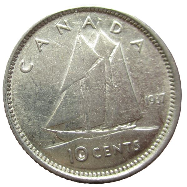 1937EF KEY DATE CANADA KING GEORGE VI SILVER DIME