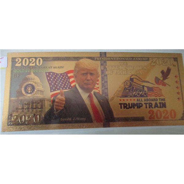 24 KT GOLD 2020 DONALD TRUMP BANK NOTE (NOT LEGAL TENDER)