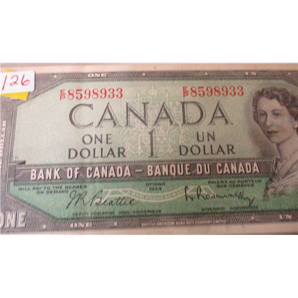 1954 AU LAST OF CANADA $1 BILLS