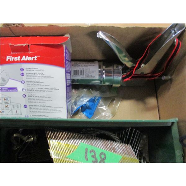 ESTATE:  BOX C/W NAILS, FLUSH KIT FOR TOILET TANK, ETC