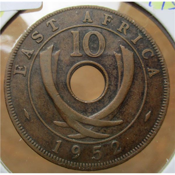 1952 EAST AFRICA 10 CENT COPPER COIN