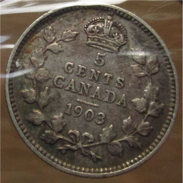 1903 CANADA KING GEORGE V SILVER FIVE CENT