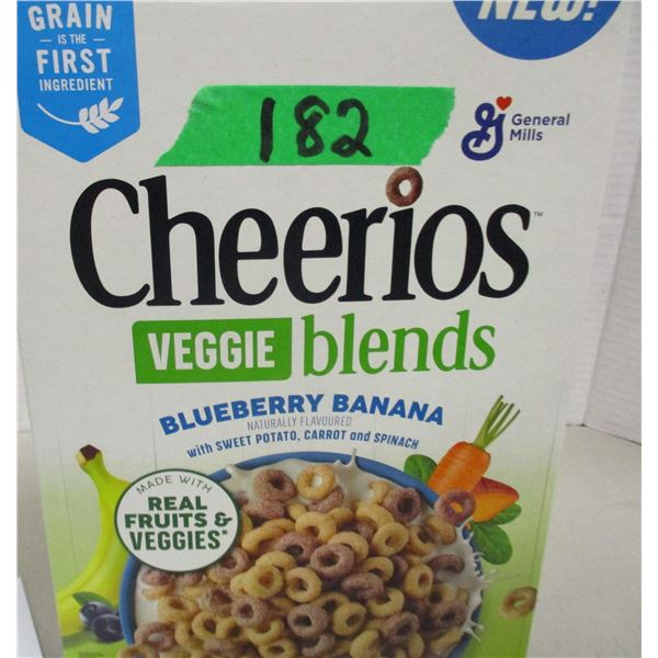 SHELF PULLS (AS IS):  CHEERIOS VEGGIE BLEND BLUEBERRY BANANA CEREAL (300G) - BOX