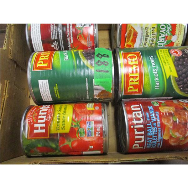 FREIGHT DAMAGE (AS IS):  FLAT C/W BEANS, STEW, CHEF BOYARDEE, ETC