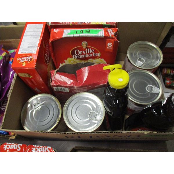 FREIGHT DAMAGE (AS IS):  FLAT C/W POPCORN, PANCAKE SYRUP, TOMATOES, ETC
