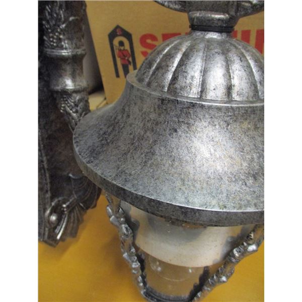 NEW/ESTATE:  2 - GREY COLORED POR OR WALL OUTDOOR LIGHTS