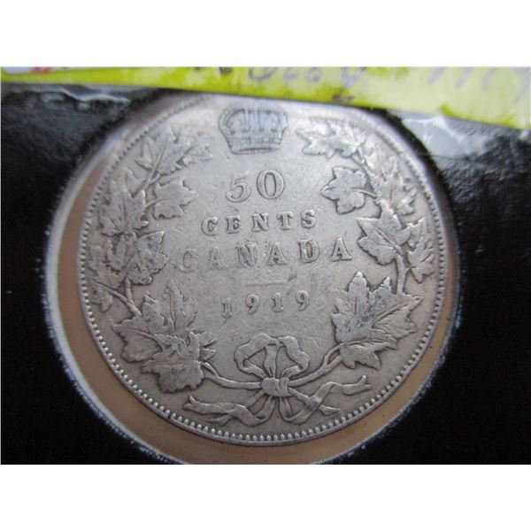 1919 CANADA KING GEORGE V SILVER HALF DOLLAR