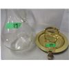 Image 1 : ESTATE:  GLASS DECANTER & BRASS ORNAMENT