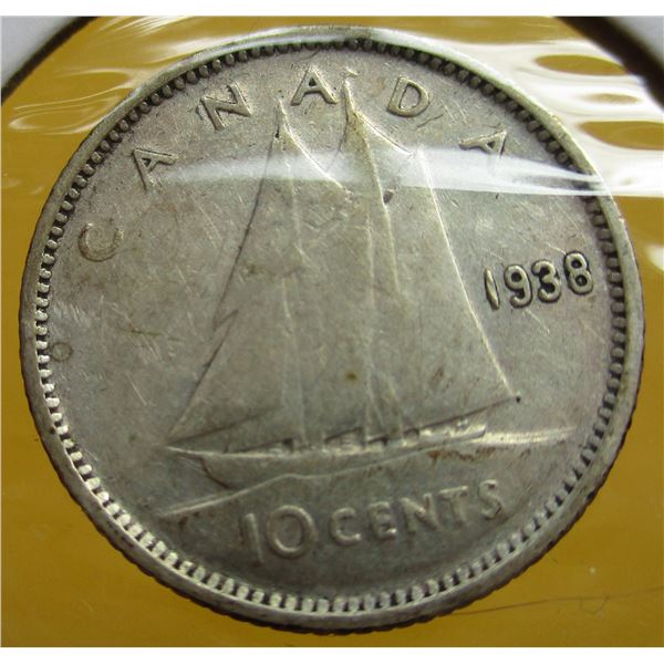 1938 CANADA KING GEORGE VI SILVER DIME