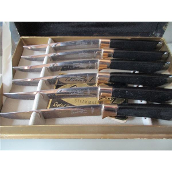 COLLECTABLE:  GOLDEN EBONY STEAK KNIFE SET IN ORIGINAL BOX