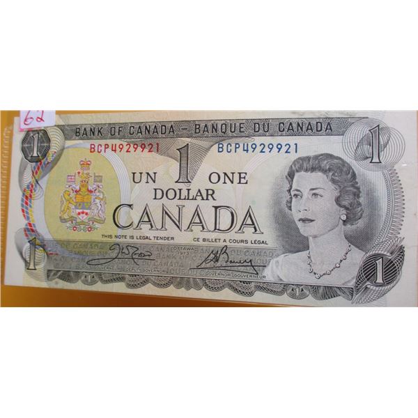 1973 CRISP UNCIRCULATED LAST OF CANADA $1 BILL