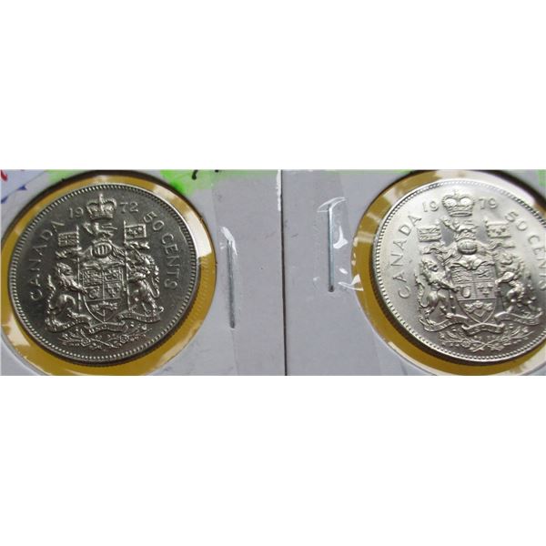 1974 & 1975 CANADA HALF DOLLARS