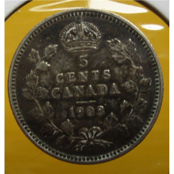 1903 EF CANADA KING EDWARD VII SILVER FIVE CENT