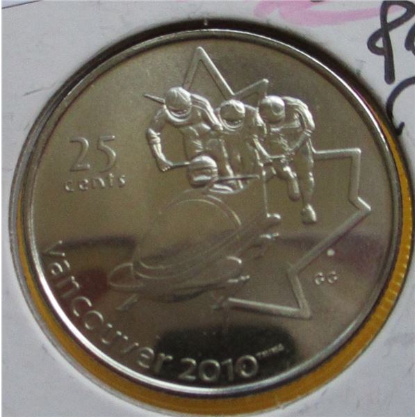 2010 PROOF CAMEO OLYMPIC TOBOGGAN RACE QUARTER