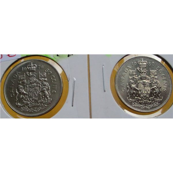 1976 - 1980 CH/BU CANADA HALF DOLLAR