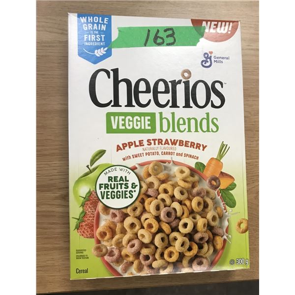 SHELF PULLS (AS IS):  CHEERIOS VEGGIE BLEND APPLE STRAWBERRY CEREAL (300G) - BOX