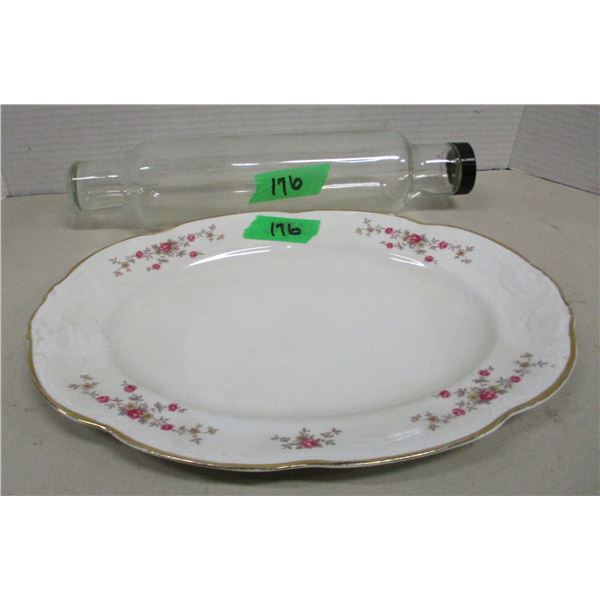 COLLECTABLE:  TRAY & GLASS ROLLING PIN