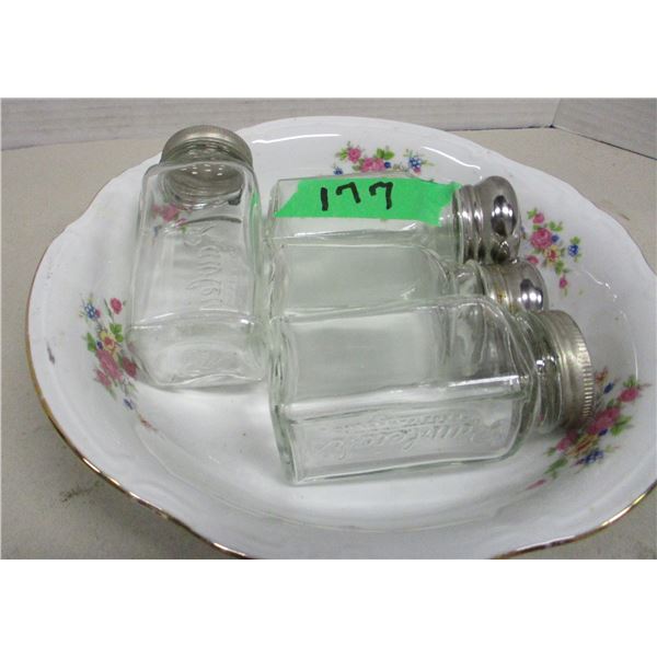 COLLECTABLE:  BOWL & 4 SALT & PEPPER SHAKERS