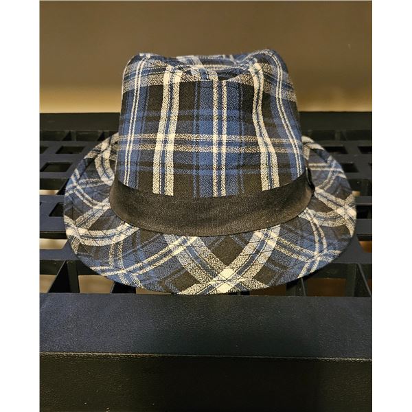 Youth Hat; Navy, White, Black Plaid