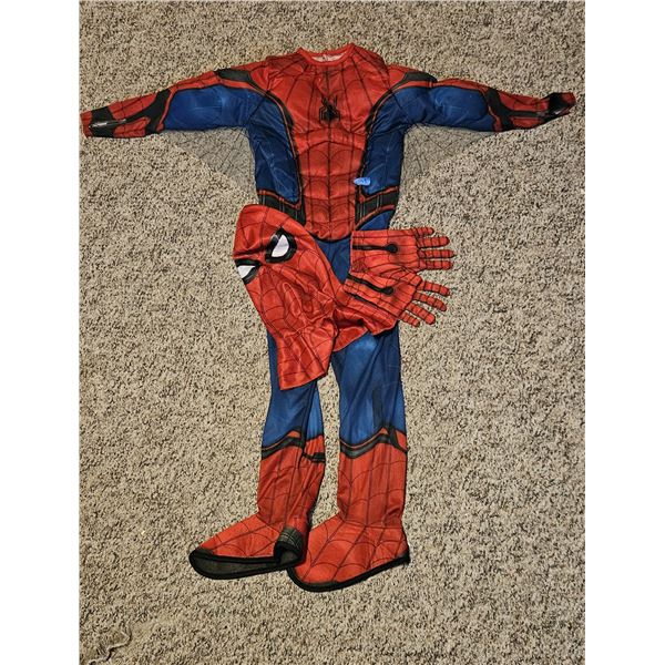 Halloween Costume Youth: Spiderman Suit, Hat, Gloves Size 7-8