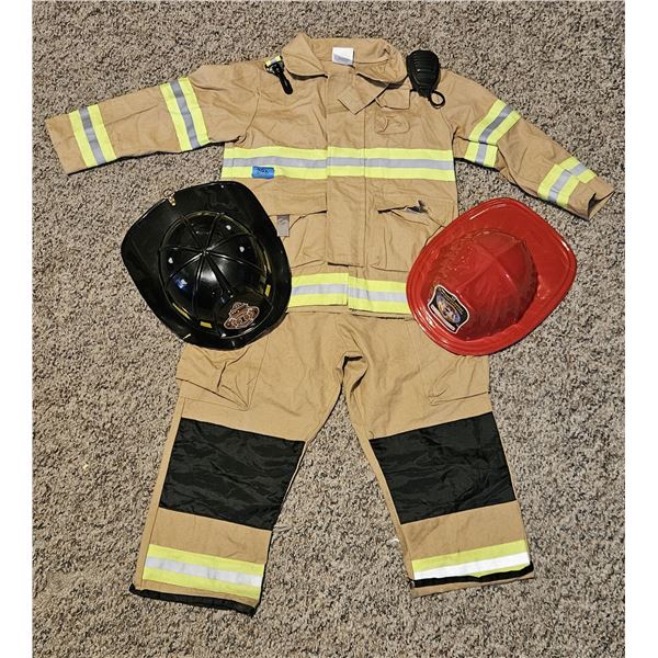 Halloween Costume Youth: Fireman Jacket, Pants and Helmet Size 5 - 6