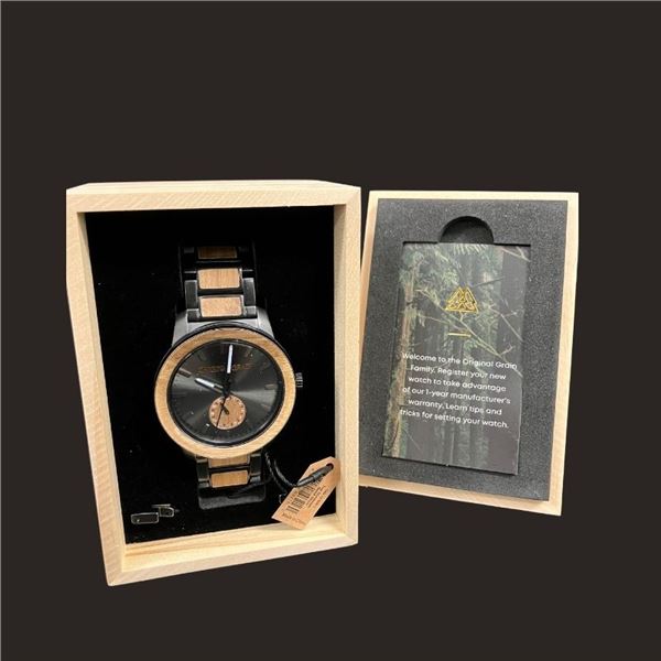 Original Grain Koa Wood Stonewash Barrel 46MM Watch