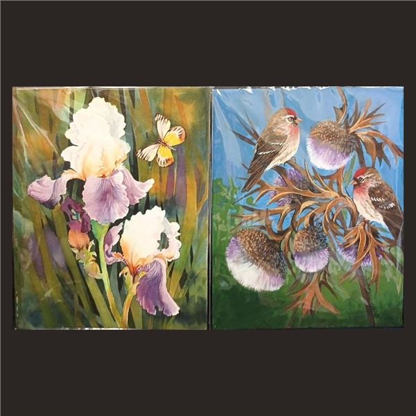 Two Hand-Painted 8" x 10" Art Prints