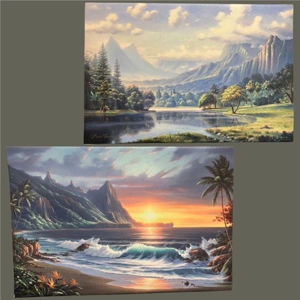 Two Autographed Stretched Canvas Art