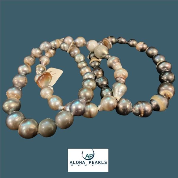 3 Tahitian Multi-Color Pearl Bracelets