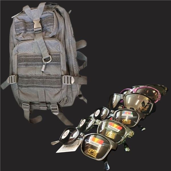 Flying Circle Tactical Backpack with Biker Sunglasses Collection