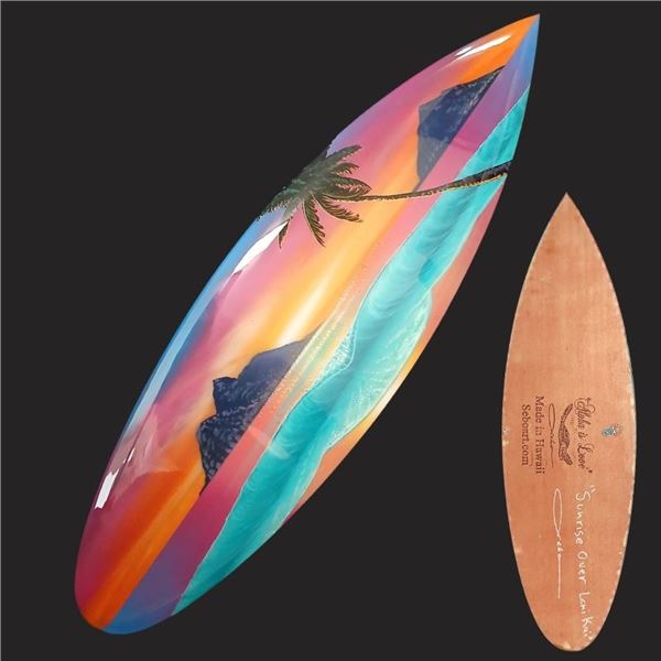 7" x 24" Autographed “Sunrise Over Lanikai” Surfboard Art