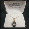Image 1 : Black Pearl Pendant on 18" 14K Gold Chain