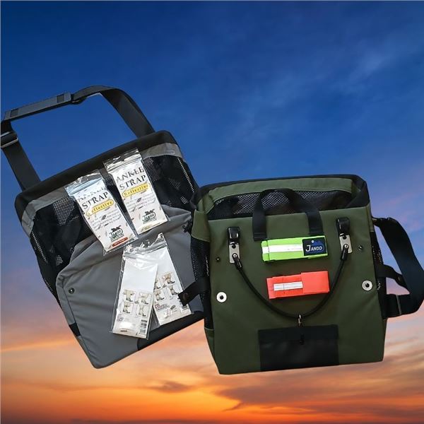Two Grocery Bag Pannier Bike Bags with Four Adjustable/Reflective Ankle Straps